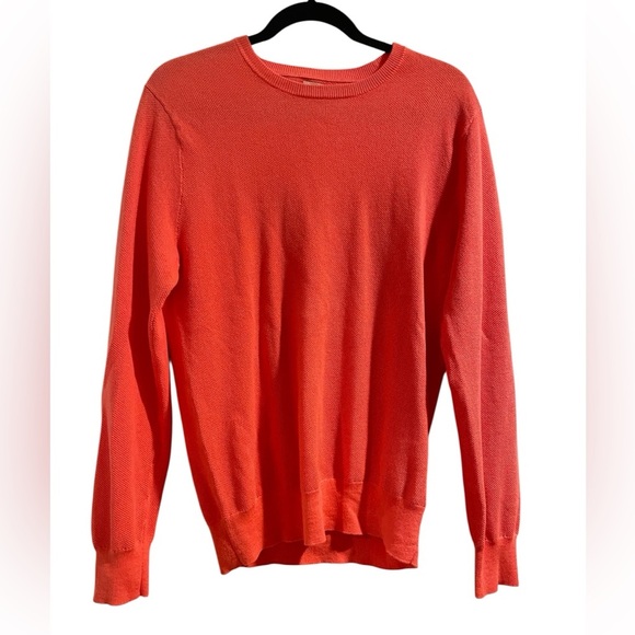 J. Crew 100% cotton piqué-stitch knit crewneck sweater coral men size small - Picture 4 of 7
